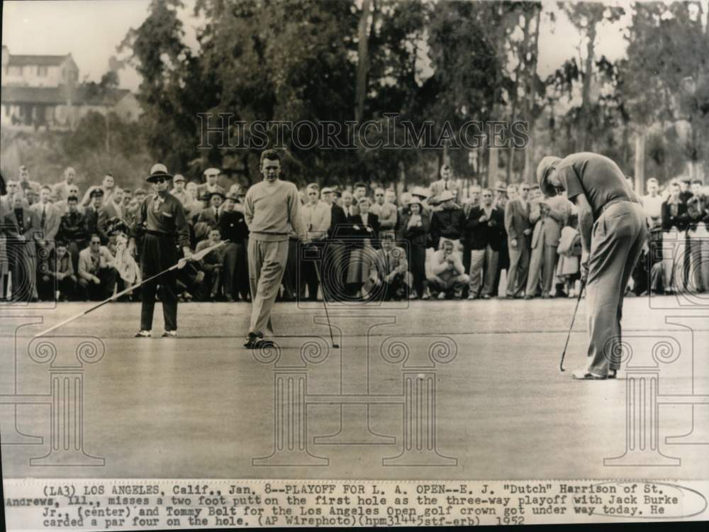 1952 Press Photo Golfer Joseph Harrison &amp; Jack Burke Jr., Los Angeles Open Golf- Historic Images