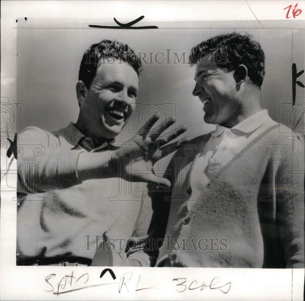 1955 Press Photo Golfer Jackie Burke &amp; Mike Souchak, Masters Tournament, Georgia- Historic Images