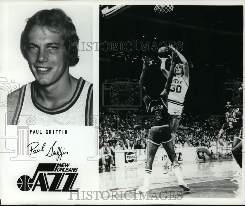 1978 Press Photo New Orleans Jazz player Paul Griffith, basketball court game- Historic Images