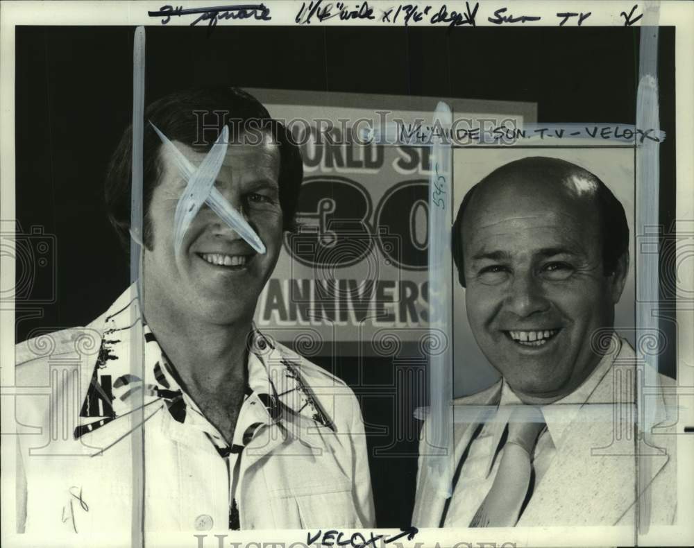 1977 Press Photo Sportscasters Joe Garagiola &amp; Tony Kubek in &quot;1976 World Series&quot;- Historic Images