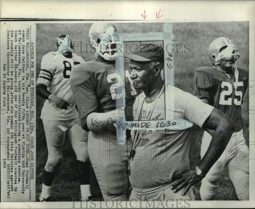 1969 Press Photo A&M University football Jake Gaither, Tallahassee, FL- Historic Images
