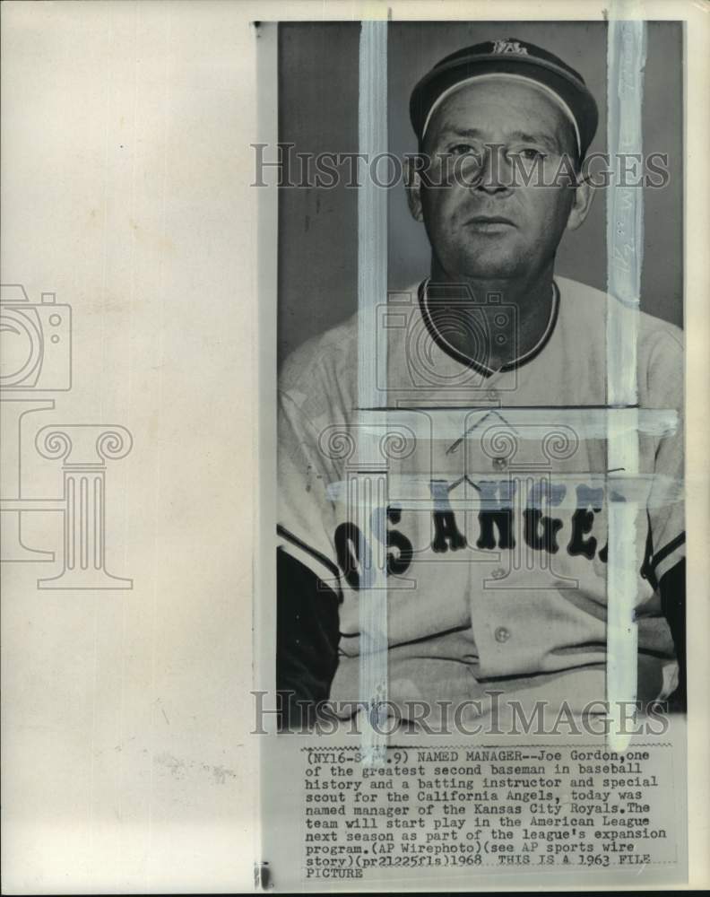 1963 Press Photo California Angels&#39; second baseman Joe Gordon named manager- Historic Images