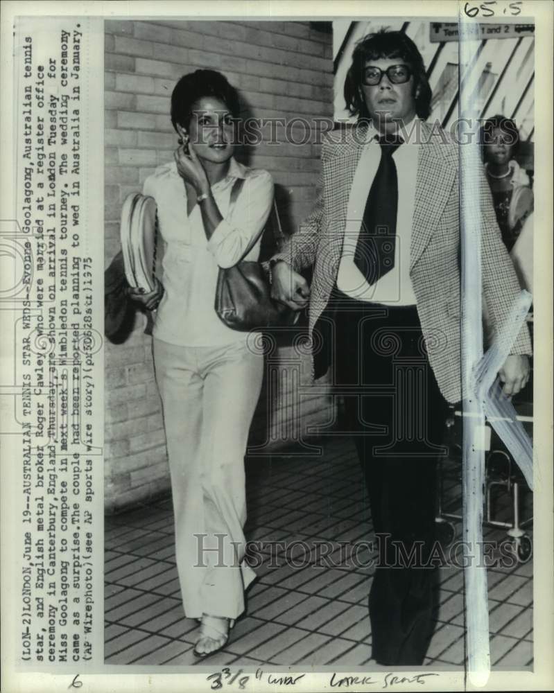 1975 Press Photo Tennis player Evonne Goolagong &amp; Roger Cawley, London- Historic Images
