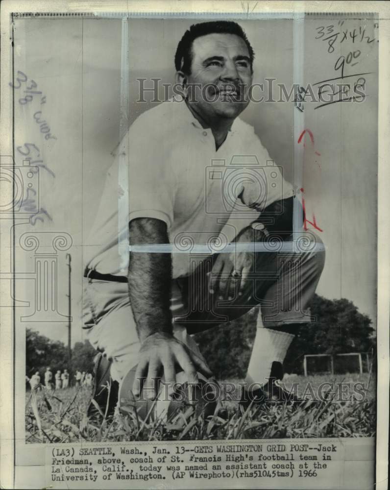 1966 Press Photo University of Washington football Jack Friedman, Seattle- Historic Images