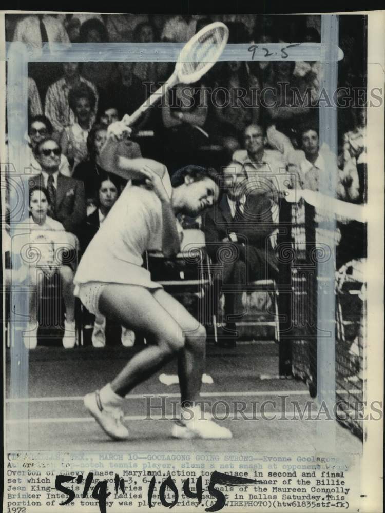 1972 Press Photo Tennis player Evonne Goolagong during match, Dallas, Texas- Historic Images