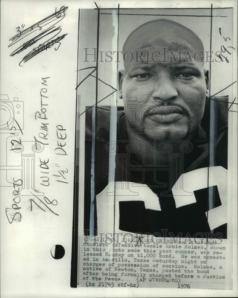 1976 Press Photo Pittsburgh Steelers football player Ernie Holmes, Pennsylvania- Historic Images