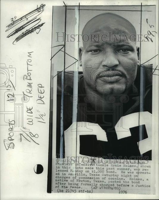 1976 Press Photo Pittsburgh Steelers football player Ernie Holmes, Pennsylvania- Historic Images