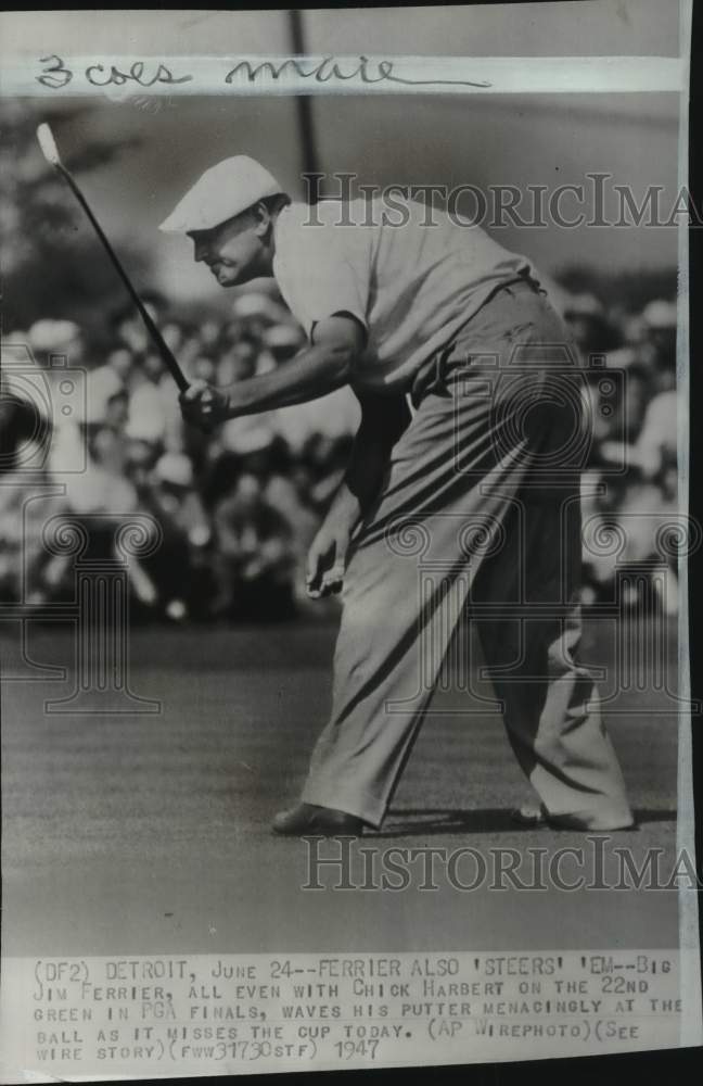 1947 Press Photo Golfer Jim Ferrier at field, PGA Finals, Detroit, Michigan- Historic Images