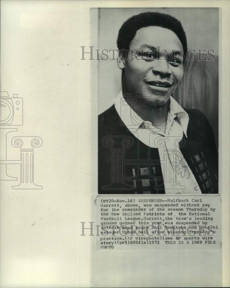 1969 Press Photo New England Patriots' halfback Carl Garrett, Football- Historic Images