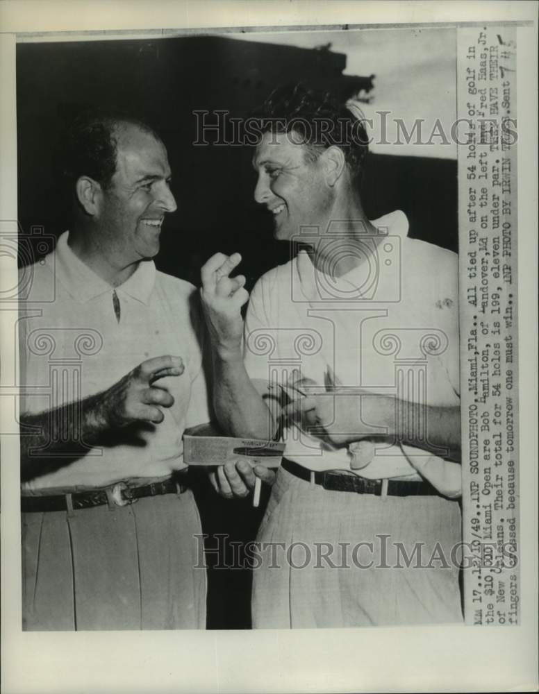 1949 Press Photo Golfers Bob Hamilton &amp; Fred Haas, Jr., Miami Open, Florida- Historic Images