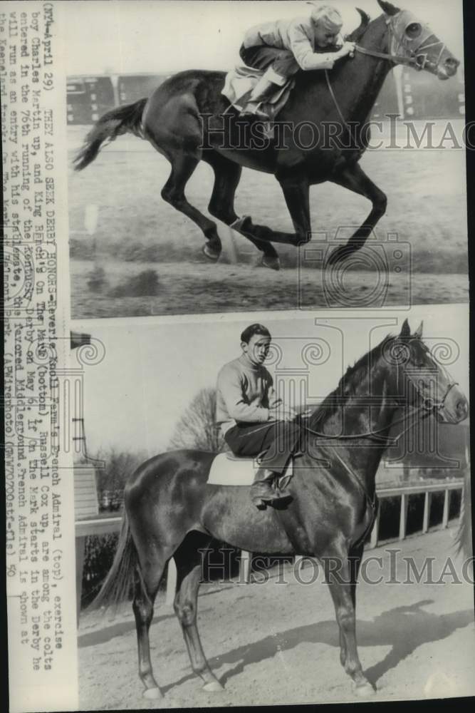 1950 Press Photo Charles Martin &amp; &quot;French Admiral&quot;, Russell Cox &amp; &quot;On The Mark&quot;- Historic Images