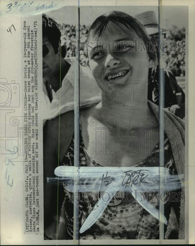 1971 Press Photo Swimmer Shane Gould, Santa Clara International, Santa Clara, CA- Historic Images