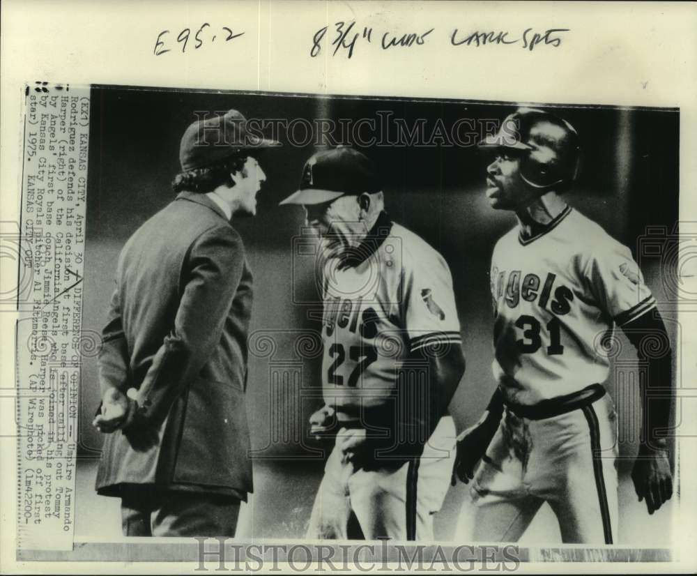 1975 Press Photo Tommy Harper, Armando Rodriguez, Jimmie Reese, baseball, MO- Historic Images