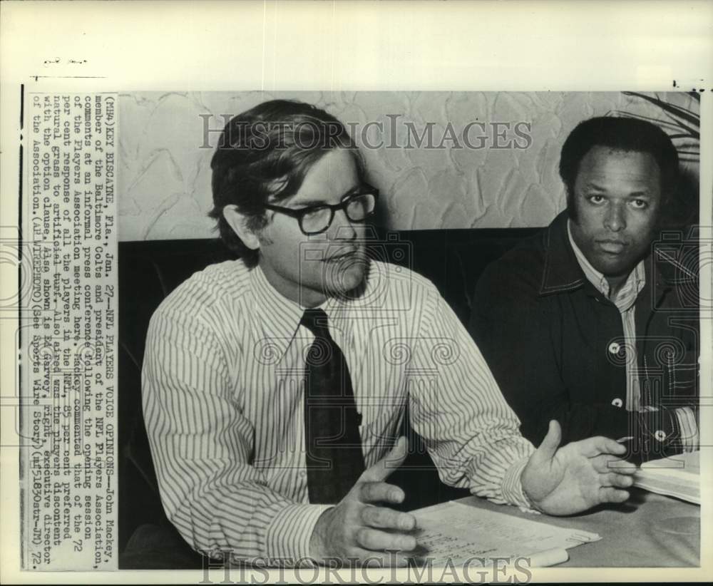 1972 Press Photo NFL Players Association&#39;s John Mackey &amp; Ed Garvey, football, FL- Historic Images