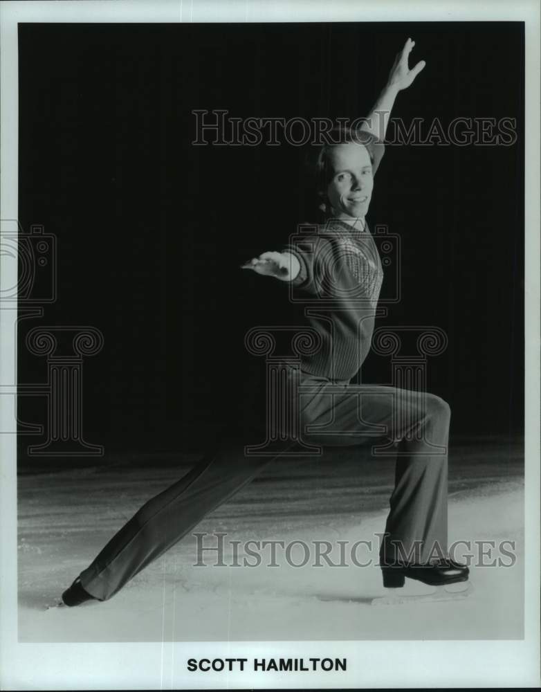 1987 Press Photo Ice Skater Scott Hamilton shows figure skating - pis07909- Historic Images