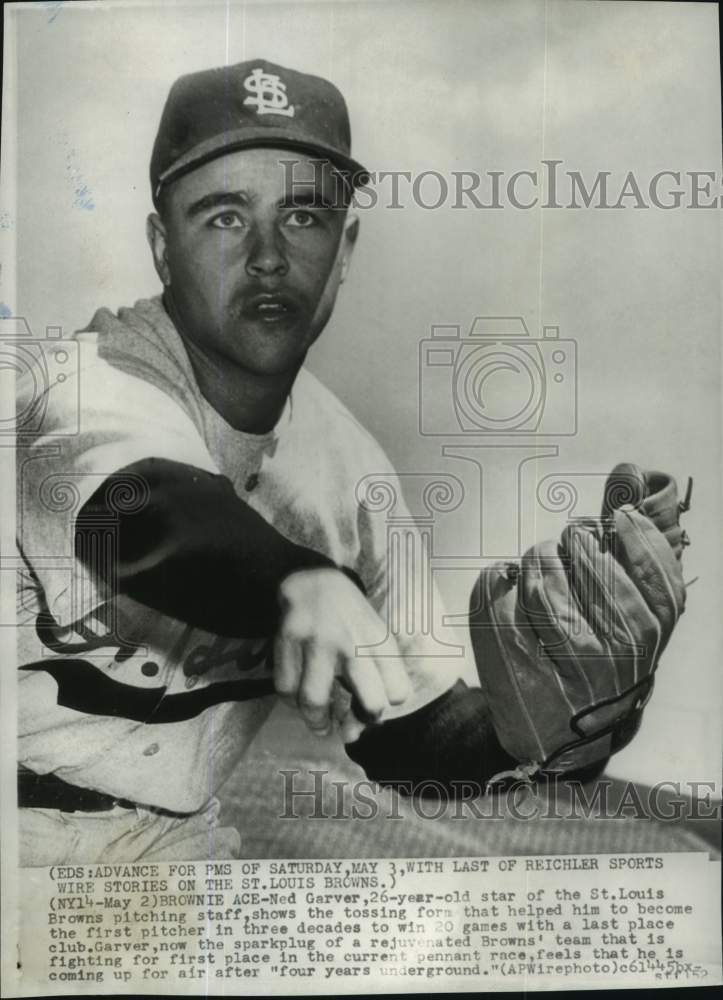 1952 Press Photo Browns&#39; pitcher Ned Garver, baseball - pis07996- Historic Images