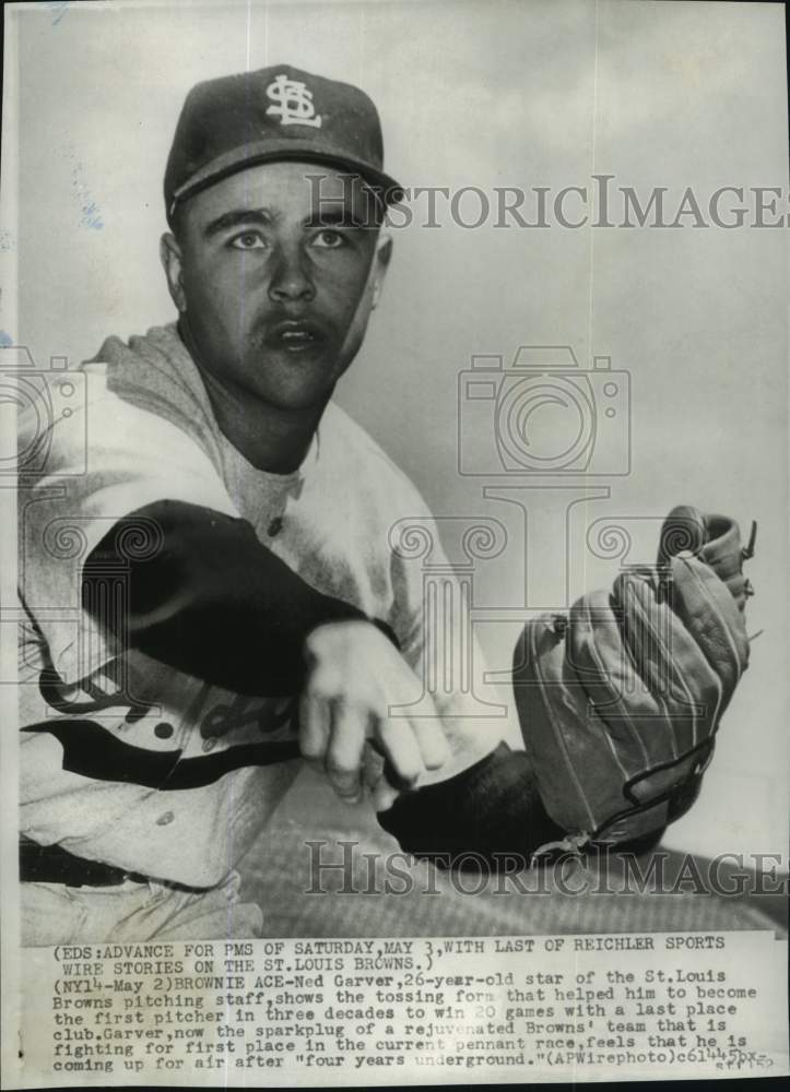 1952 Press Photo Browns' pitcher Ned Garver, baseball - pis07996- Historic Images