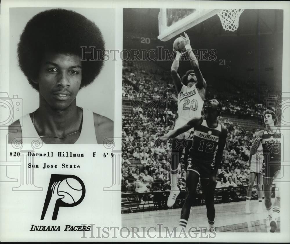 1977 Press Photo Indiana Pacers Darnell Hillman, basketball game, San Jose State- Historic Images