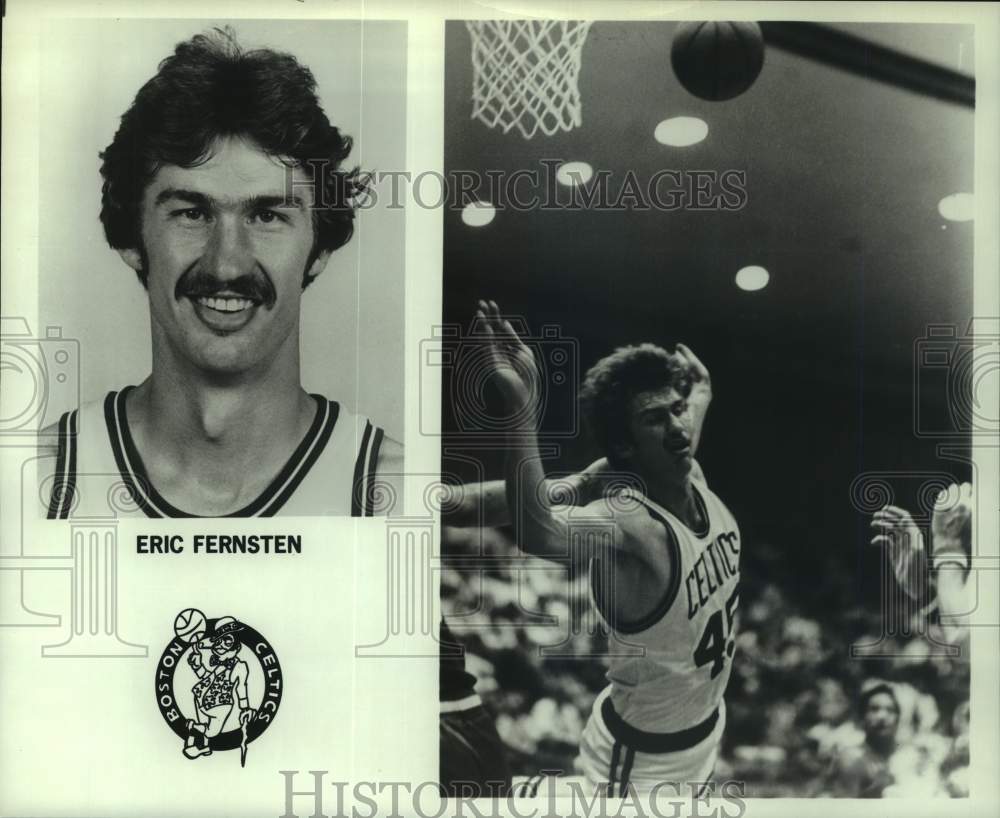 1979 Press Photo Boston Celtics player Eric Fernsten, basketball court game- Historic Images