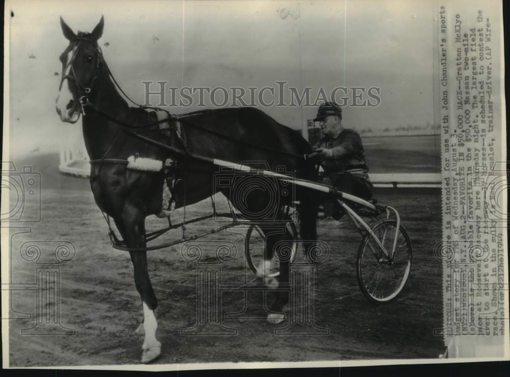 1949 Press Photo Racehorse Grattan McKlyo &amp; trainer Neal Houslet, Westbury, NY- Historic Images