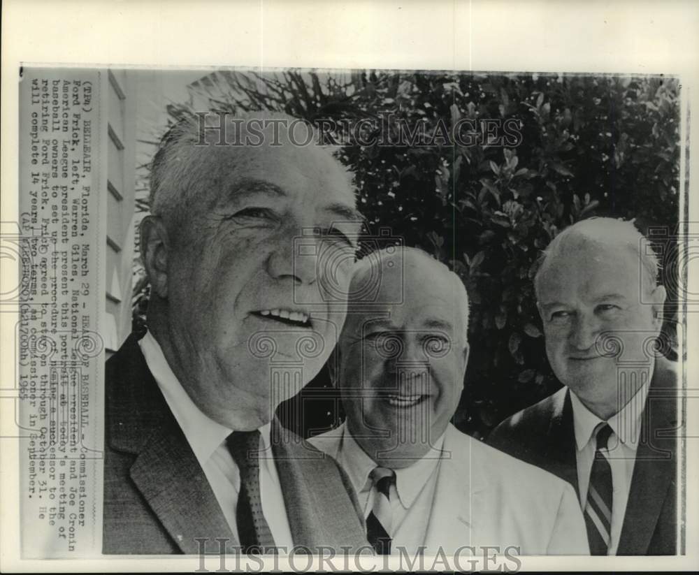 1965 Press Photo Baseball Commissioner Ford Frick &amp; owners, Belleair, Florida- Historic Images