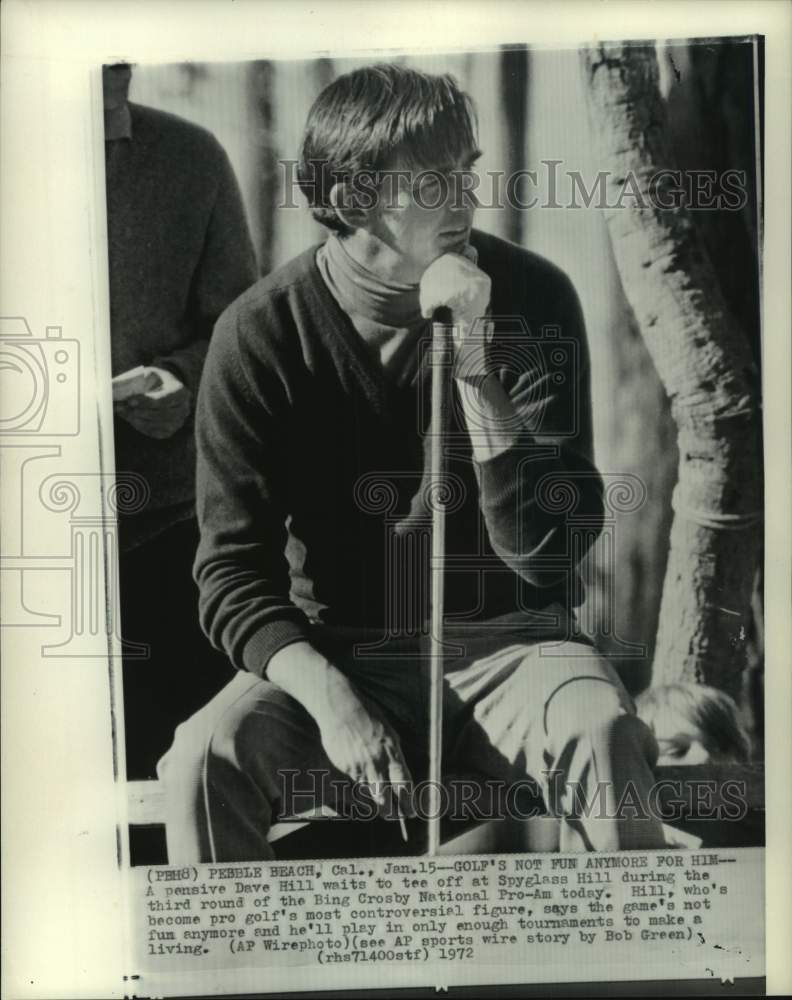 1972 Press Photo Golfer Dave Hill, Bing Crosby National Pro-Am, Pebble Beach, CA- Historic Images