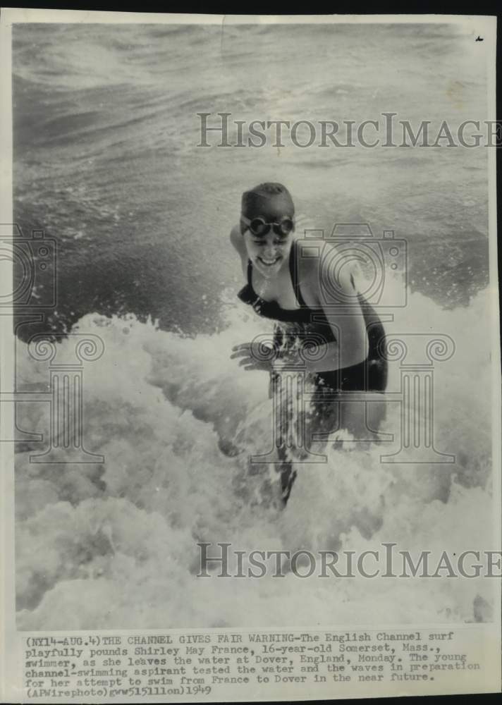 1949 Press Photo Swimmer Shirley May France, Dover, England - pis08431- Historic Images