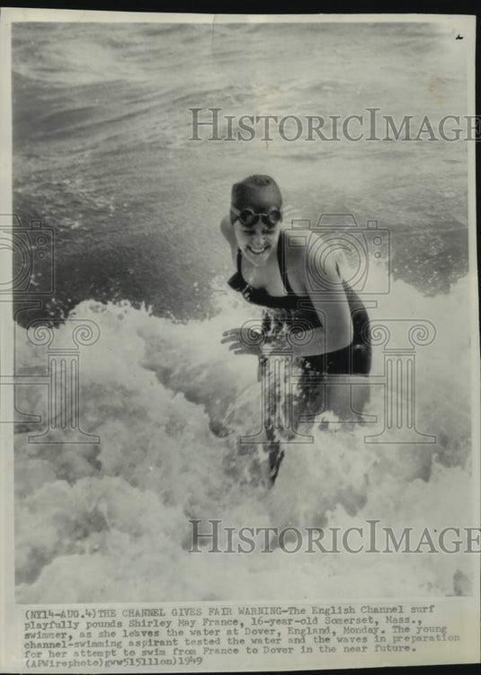 1949 Press Photo Swimmer Shirley May France, Dover, England - pis08431- Historic Images
