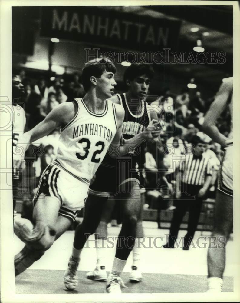1988 Press Photo Manhattan College&#39;s Bret Holmdahl, basketball game, New York- Historic Images