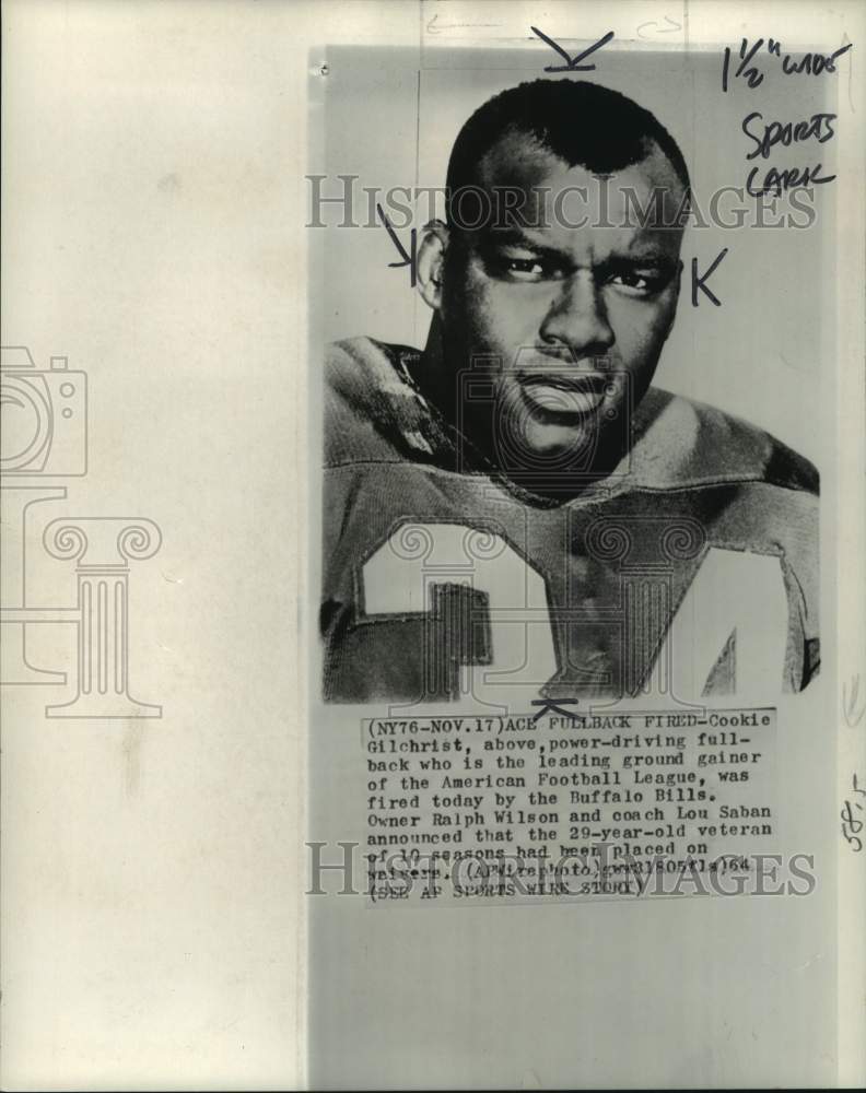 1964 Press Photo Fullback Football Player Cookie Gilchrist - pis08500- Historic Images