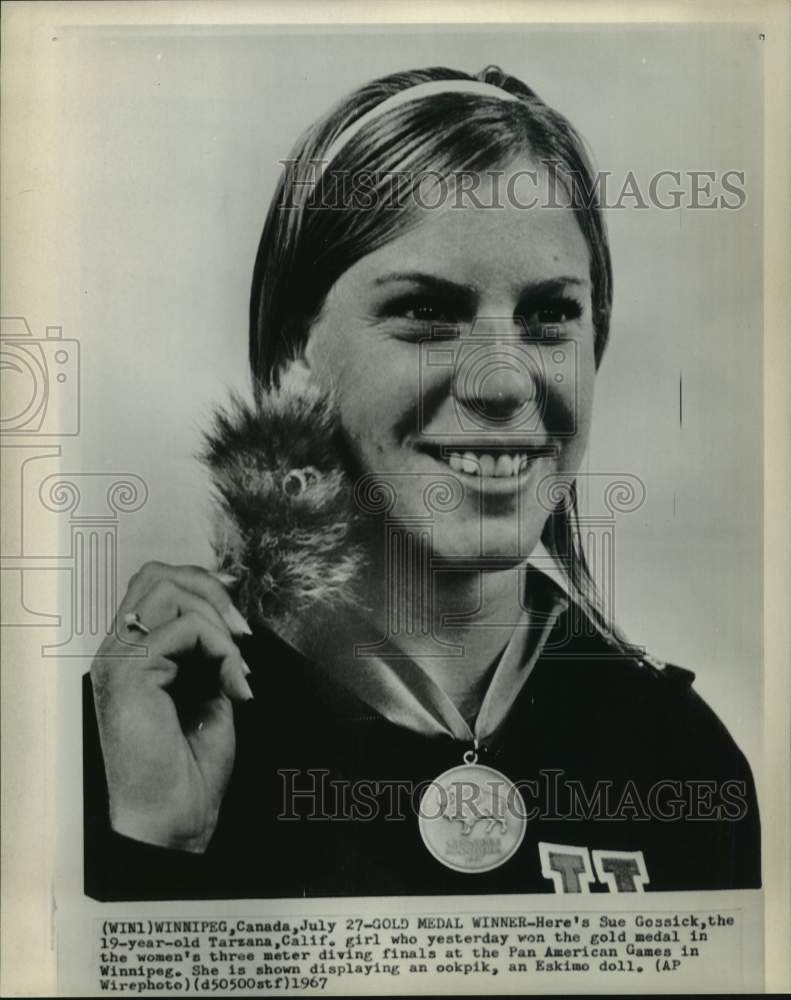 1967 Press Photo Diver Sue Gossick wins gold medal, Pan American Games, Canada- Historic Images