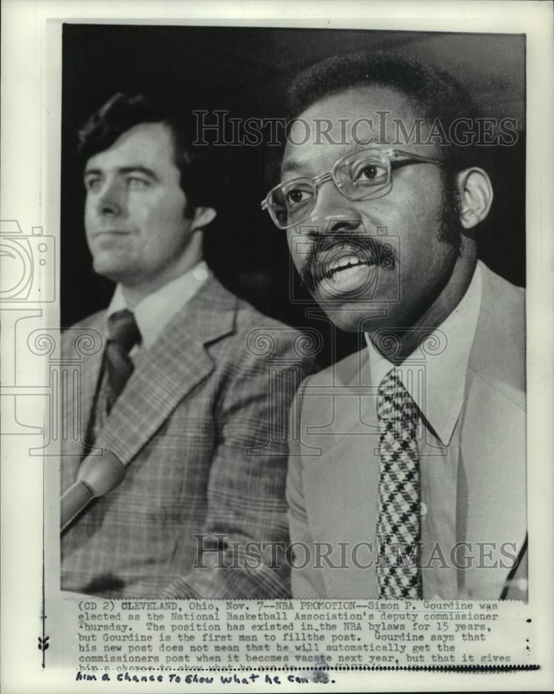 1975 Press Photo NBA Commissioner Simon P. Gourdine, Cleveland, Ohio - pis08544- Historic Images