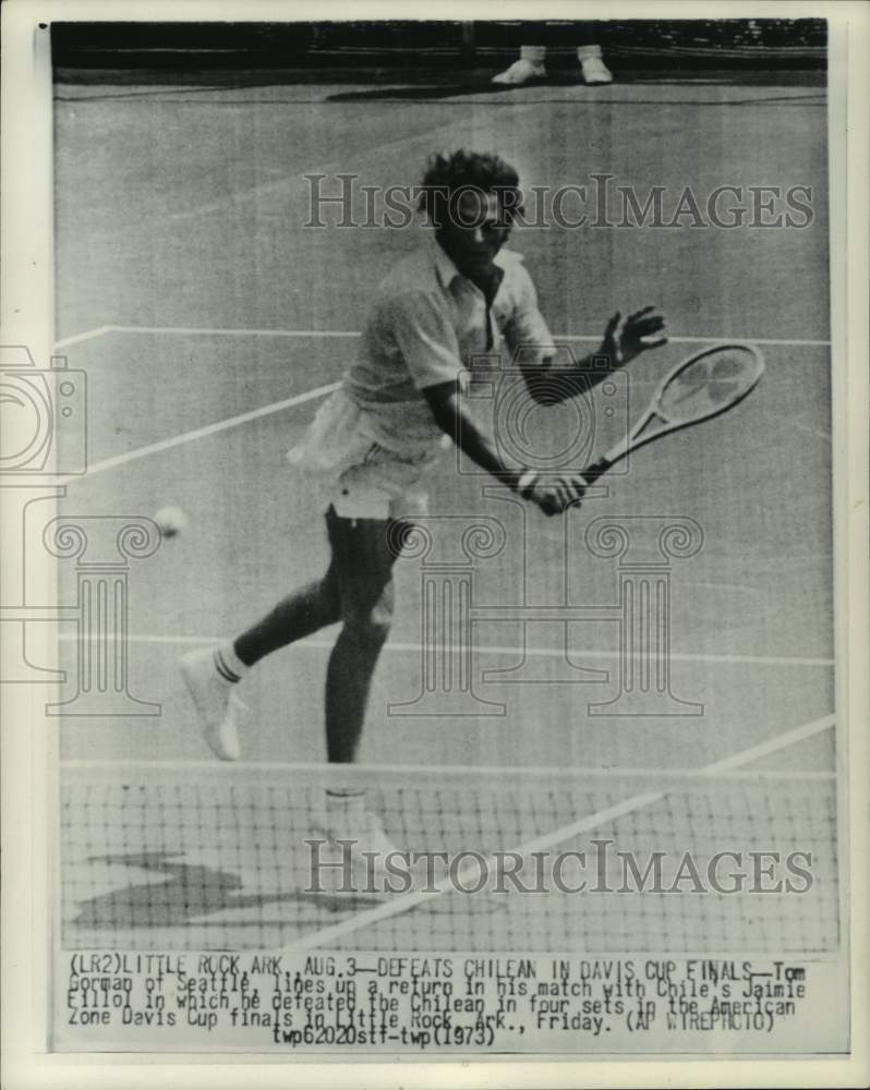 1973 Press Photo Tennis player Tom Gorman, American Zone Davis Cup, Arkansas- Historic Images