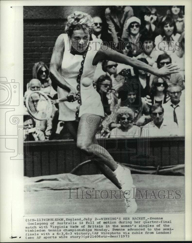 1973 Press Photo Tennis player Evonne Goolagong, Wimbledon Tennis, England- Historic Images