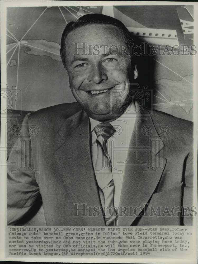 1954 Press Photo Chicago Cubs' manager Stan Hack, Dallas, Texas - pis08564- Historic Images