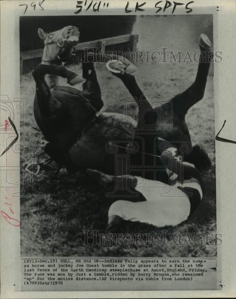 1970 Press Photo Endless Folly &amp; Jockey Joe Guest, Ascot, England - pis08574- Historic Images