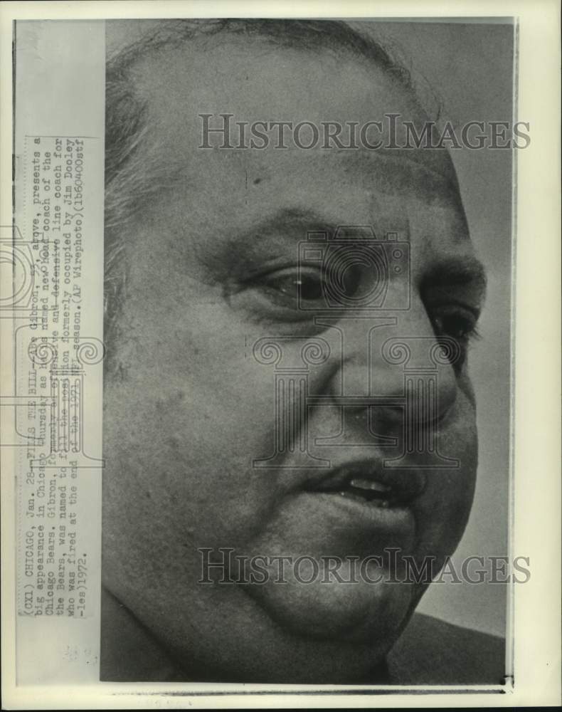 1972 Press Photo Bears' new head Abe Gibron, Football, Chicago - pis08636- Historic Images