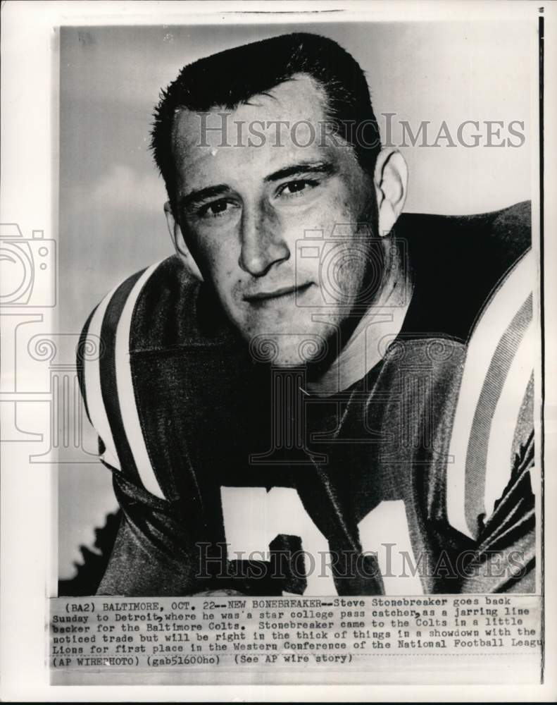 1964 Press Photo Colts football player Steve Stonebreaker, Baltimore, Maryland- Historic Images