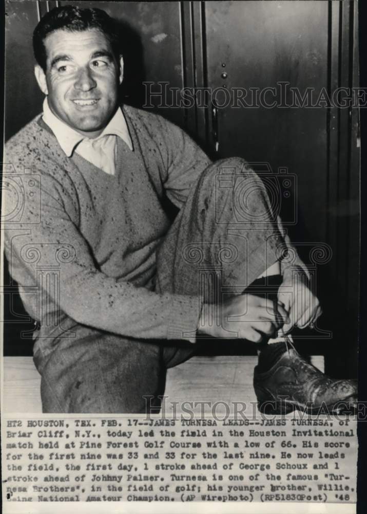 1948 Press Photo Golfer James Turnesa Leads At Houston Invitational Tournament- Historic Images