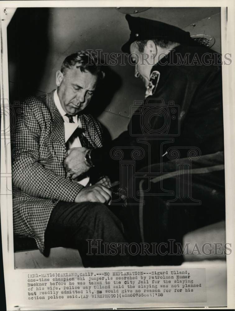 1958 Press Photo Former skier Sigurd Ulland searched by police, Oakland, CA- Historic Images
