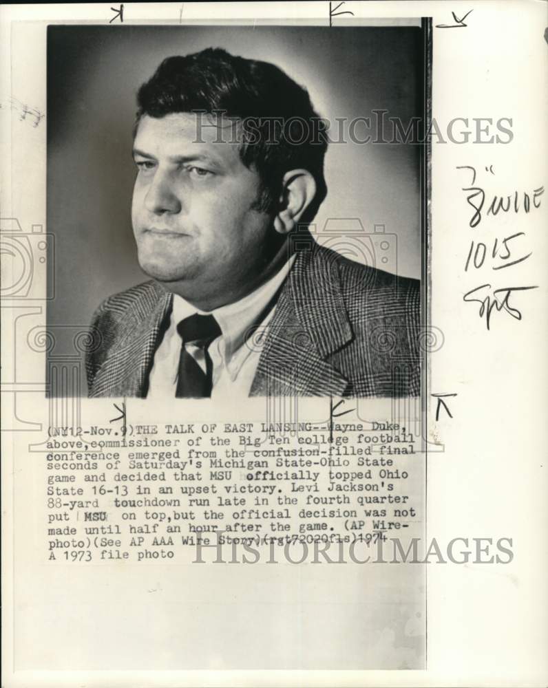 1973 Press Photo Big Ten Conference football commissioner Wayne Duke - pis08867- Historic Images