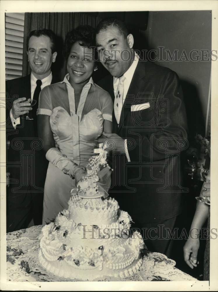 1953 Press Photo Boxer Joe Louis &amp; Rose Morgan, man, wedding reception- Historic Images