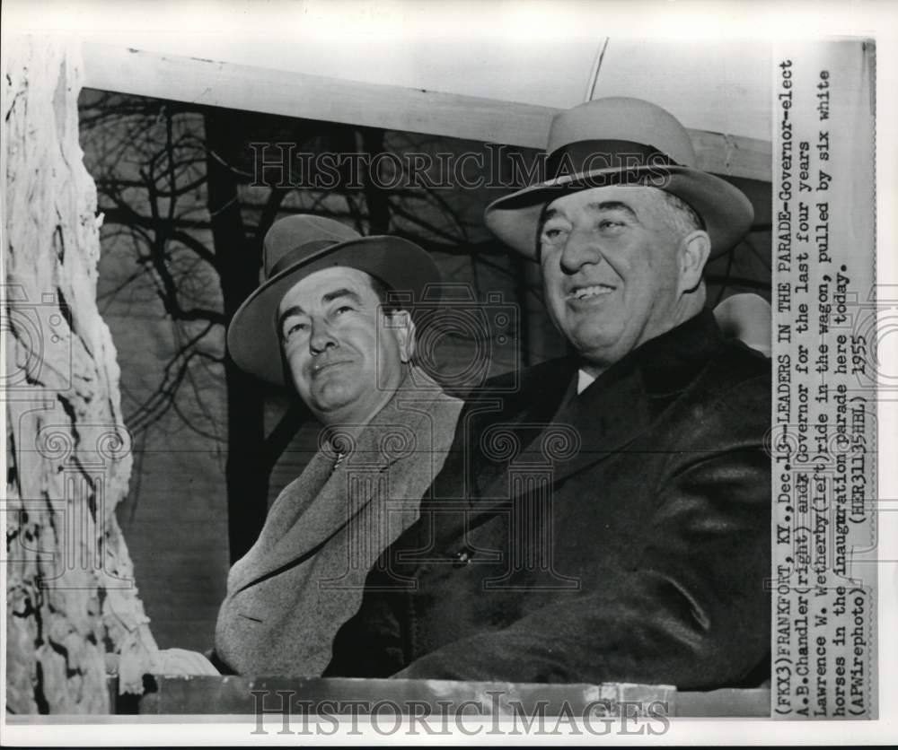 1955 Press Photo Former & governor-elect, Lawrence Wetherby, AB Chandler, KY- Historic Images