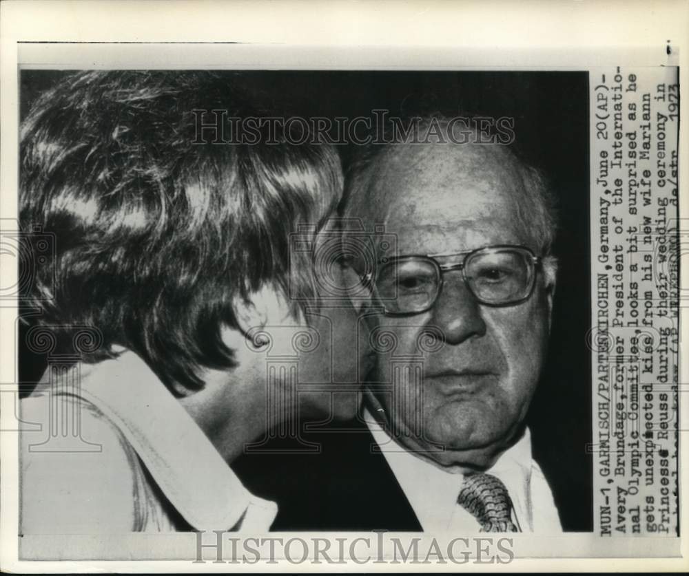 1973 Press Photo Olympic committeeman Avery Brundage weds Mariann Reuss, Germany- Historic Images