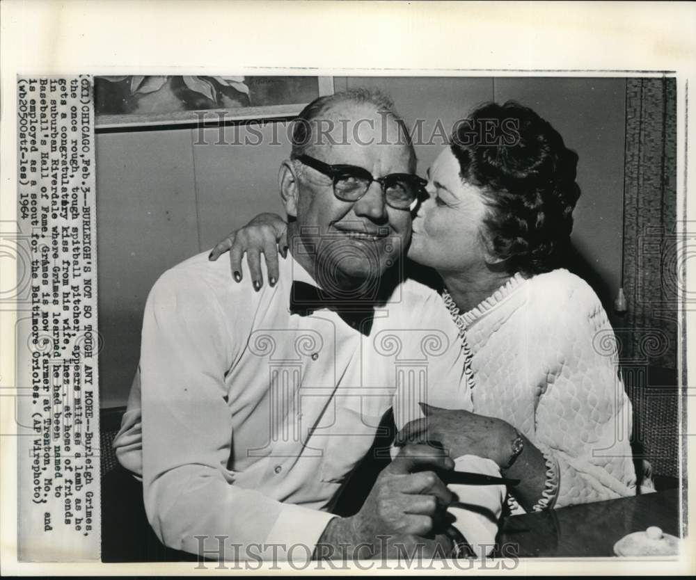 1964 Press Photo Former Baseball player Burleigh Grimes &amp; wife Inez, Chicago- Historic Images
