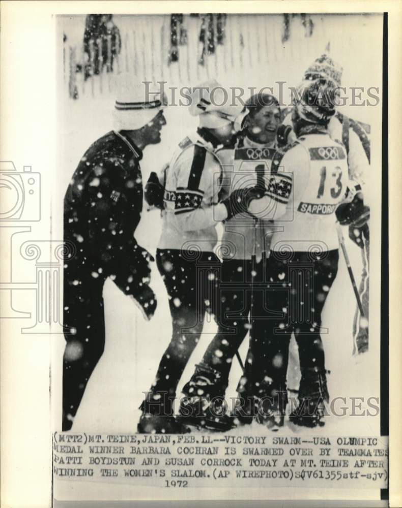 1972 Press Photo American Skiers Patti Boydston, Barbara Cochran, Susan Corrock- Historic Images