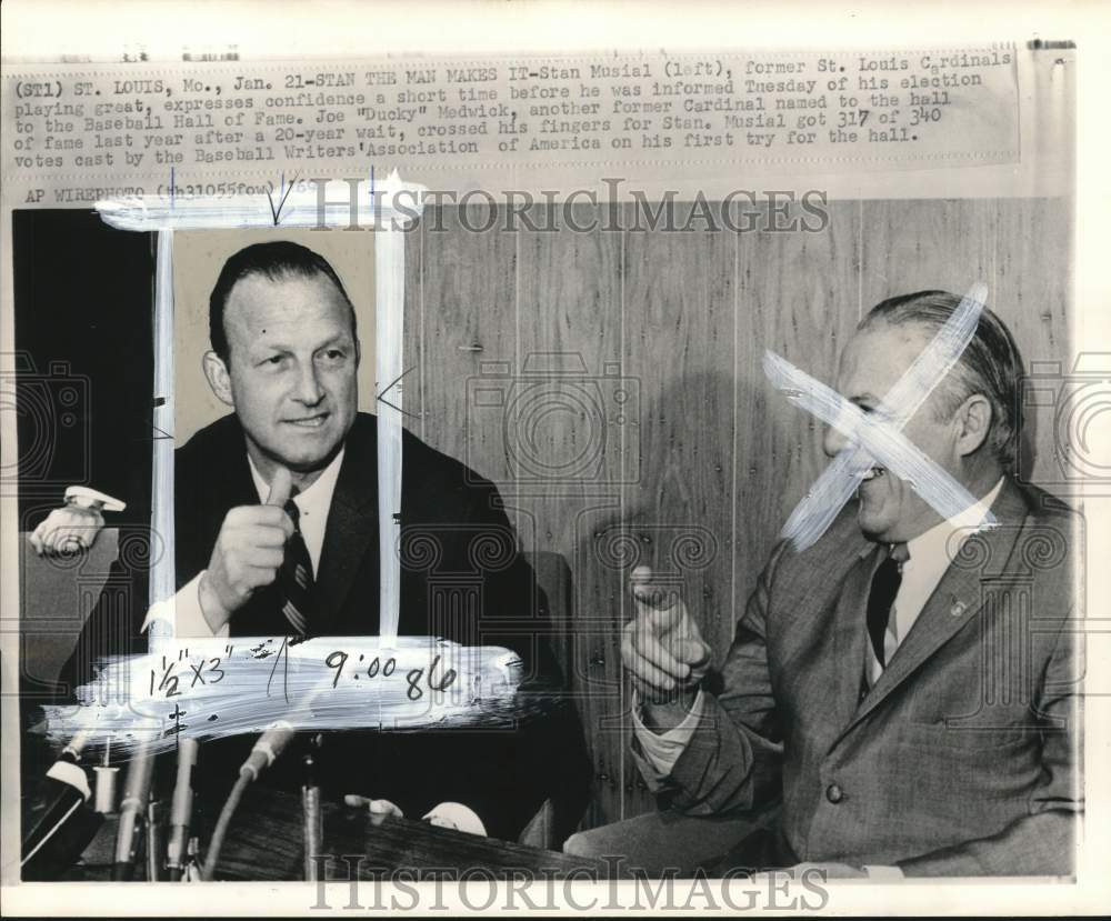 1969 Press Photo Cardinal Baseball Hall Of Famers Stan Musial And Joe Medwick- Historic Images