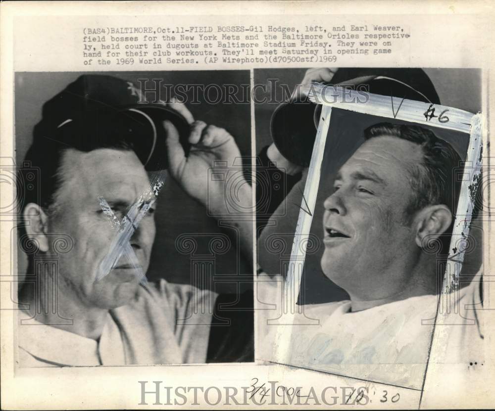 1969 Press Photo Baseball Managers Gil Hodges Of Mets, Earl Weaver Of Baltimore- Historic Images
