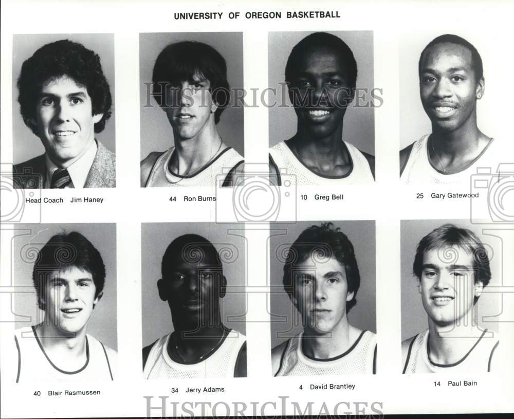 1983 Press Photo University Of Oregon Basketball Team Players And Head Coach- Historic Images