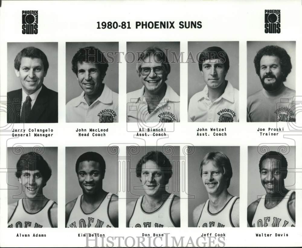 1980 Press Photo Phoenix Suns Team Players, General Manager, Coaches, Trainer- Historic Images